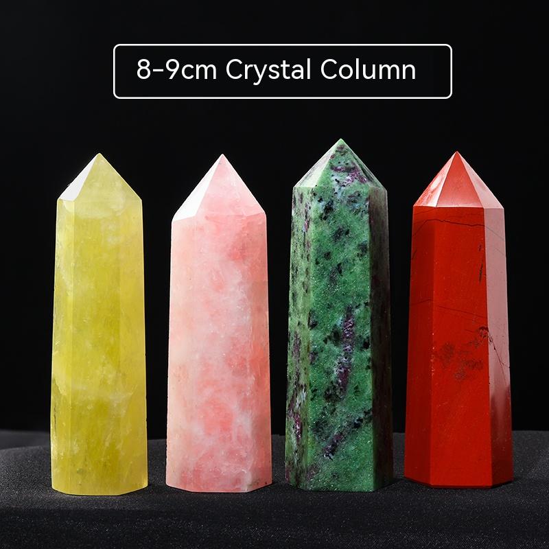 Lajur runcing tunggal kristal asli, kecubung merah jambu kuning putih, prisma heksagon, hiasan batu asli, hiasan