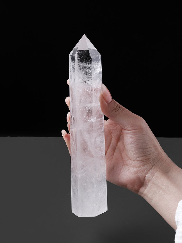 Natural White Crystal Column, Single Point, Hexagonal Prism, Rough Grinding, Decoration, Degaussing, Ore Purification, Home, Office, Small Gift