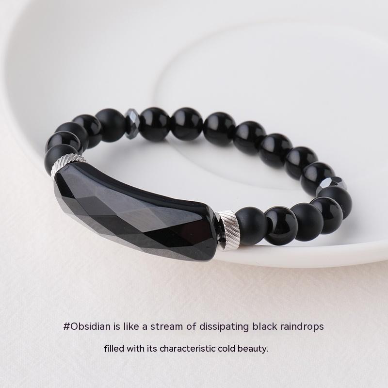 Gelang obsidian emas hitam asli, manik pemindahan, gelang obsidian ais, gelang cincin wanita, barang kemas pasangan