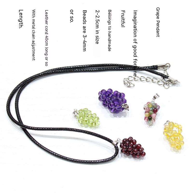 Natural crystal pendant, grape shape, small necklace for men and women, jewelry, garnet, purple hair, tourmaline, olive, pendant