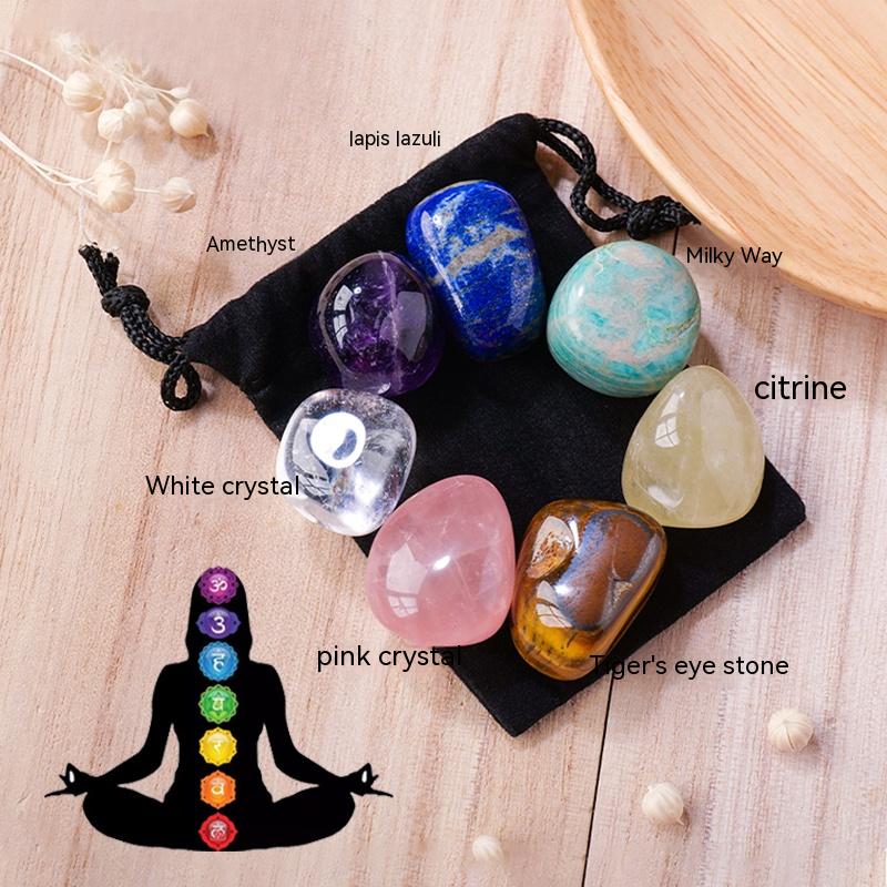 Natural crystal raw stone seven-color crystal home yoga meditation decoration children's mineral ore standard gemstone specimen rolling stone