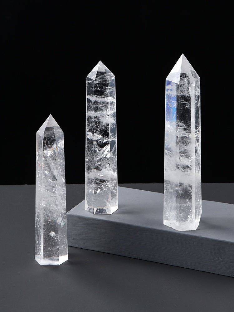 Natural White Crystal Column, Single Point, Hexagonal Prism, Rough Grinding, Decoration, Degaussing, Ore Purification, Home, Office, Small Gift