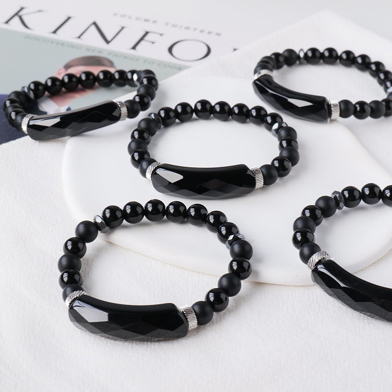 Gelang obsidian emas hitam asli, manik pemindahan, gelang obsidian ais, gelang cincin wanita, barang kemas pasangan