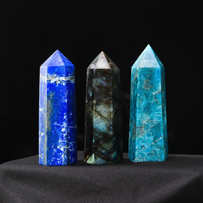 Bijih kristal asli, lajur kristal batu mentah, lapis lazuli, kristal merah jambu, standard mineral, prisma heksagon berbucu tunggal, hadiah hiasan