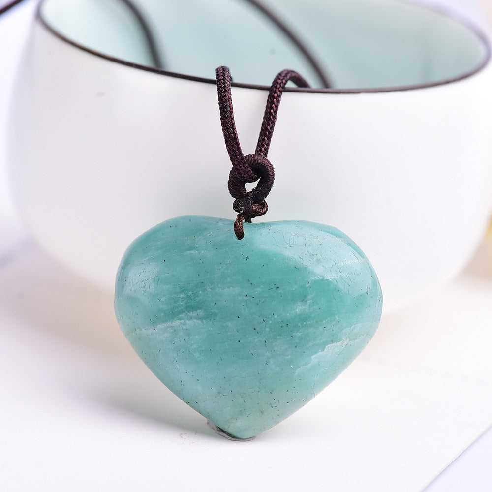 Natural Crystal Rough, Peach Heart Rose Quartz, Love Pendant, Tiger's-Eye, Heart Necklace, Jewelry