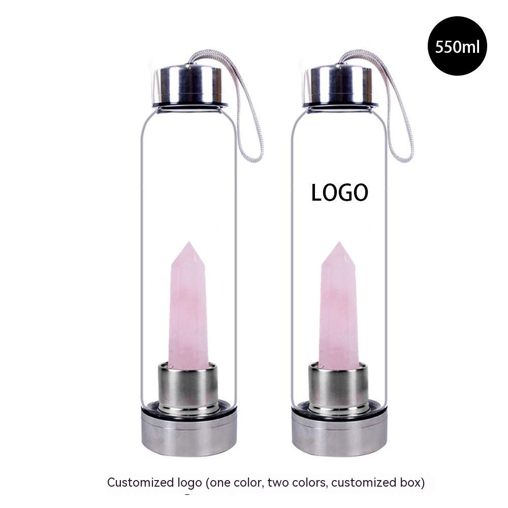 Natural Crystal Pillar Ore, Rough, Glass Hydrotherapy Cup, Water Bottle, Sports Water Bottle, Crystal