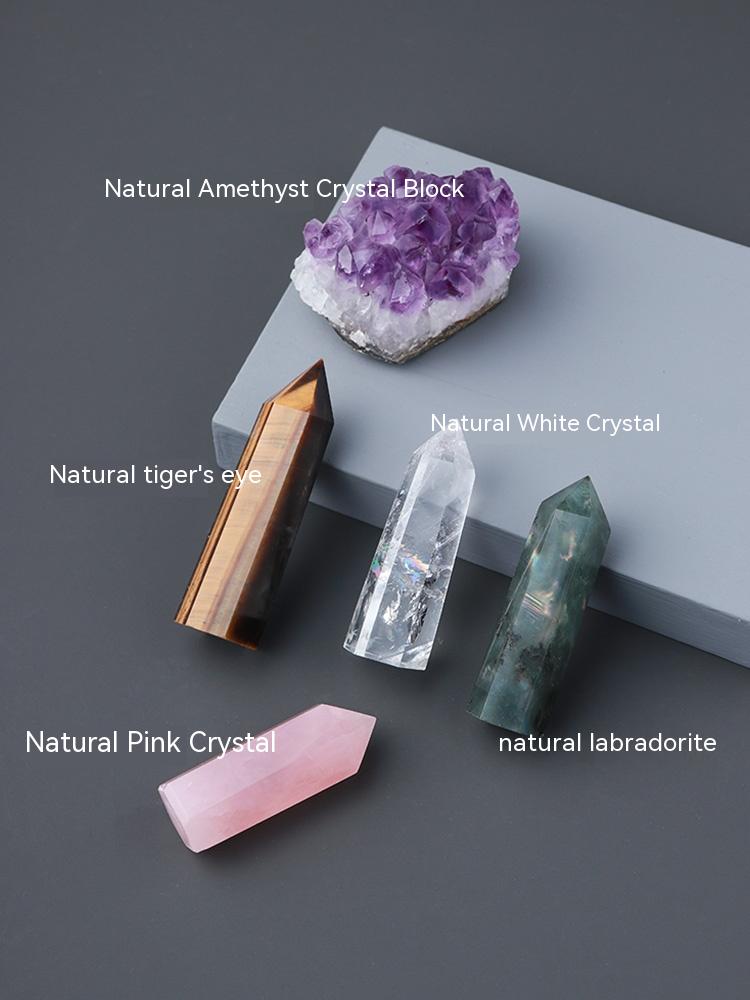 Bijih tiang kristal asli, batu kasar, kotak spesimen, serbuk blok amethyst, kristal putih, prisma heksagon, hiasan permata