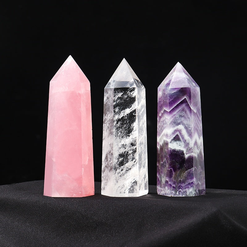 Bijih kristal asli, lajur kristal batu mentah, lapis lazuli, kristal merah jambu, standard mineral, prisma heksagon berbucu tunggal, hadiah hiasan