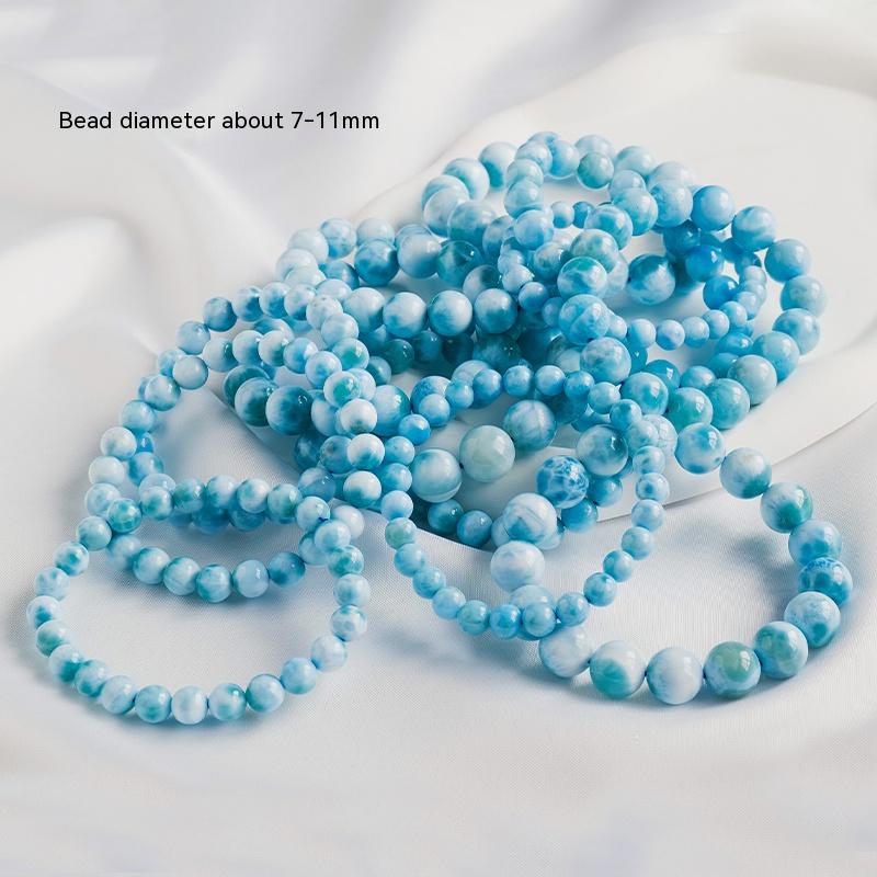 gelang batu laut semulajadi, barang kemas manik, gelang larimar biru, aksesori loket, reka bentuk DIY manik tunggal, barang kemas