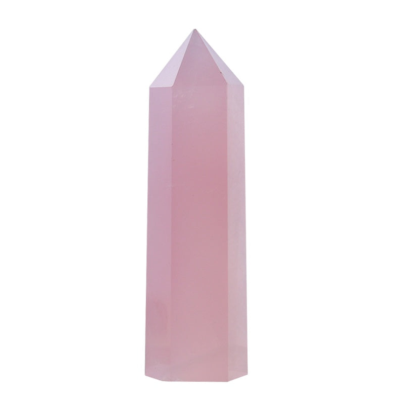 Lajur kristal merah jambu semulajadi, hiasan, batu bunga raya, lajur kristal, lajur runcing tunggal, bijih, batu kasar, meja, hiasan