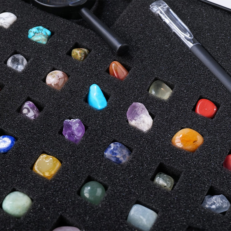 Natural crystal earth gemstone 43 kinds of ore specimens children's gift box mineral crystal agate geological decoration