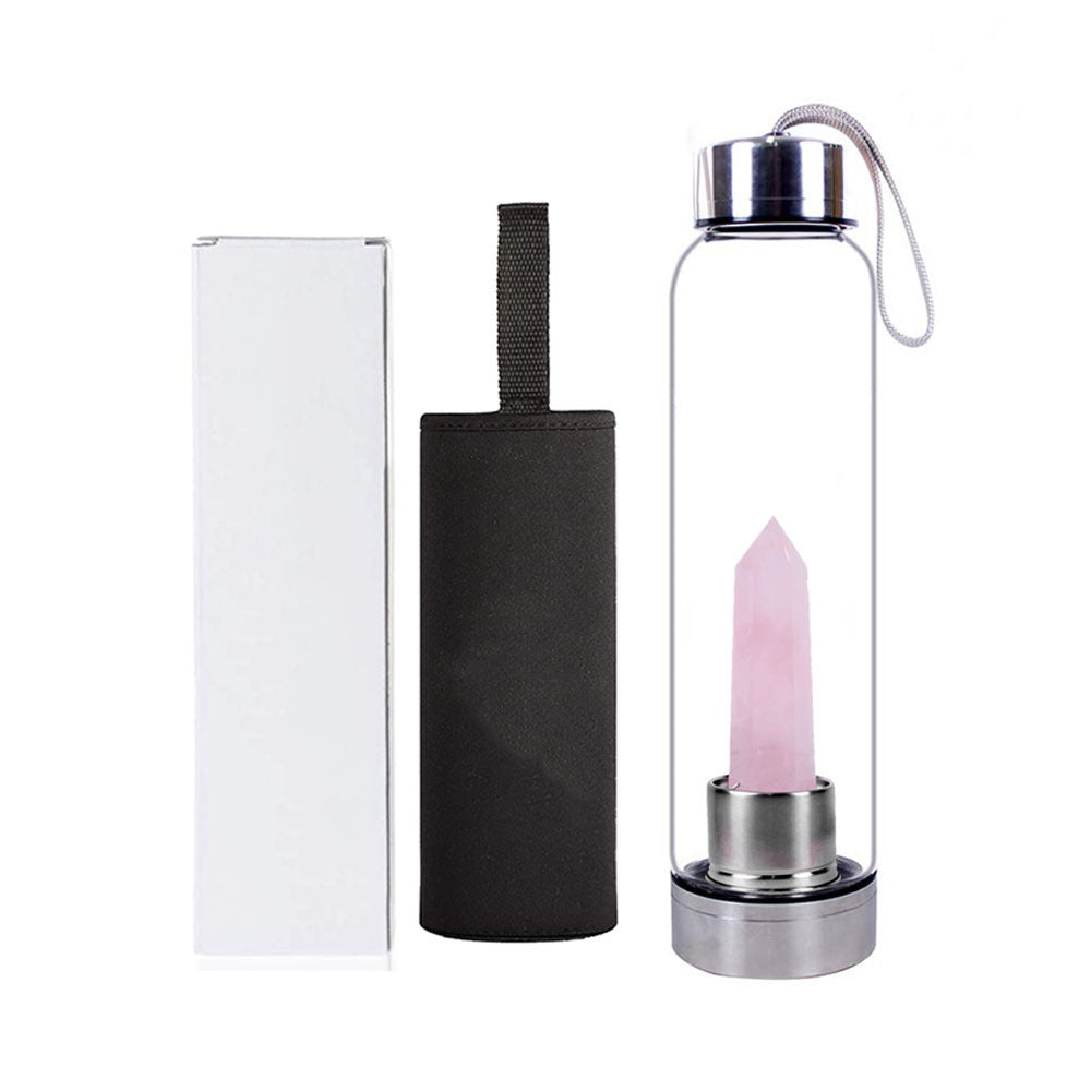 Natural Crystal Pillar Ore, Rough, Glass Hydrotherapy Cup, Water Bottle, Sports Water Bottle, Crystal