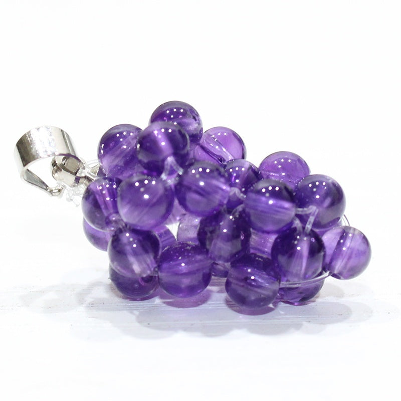 Natural crystal pendant, grape shape, small necklace for men and women, jewelry, garnet, purple hair, tourmaline, olive, pendant