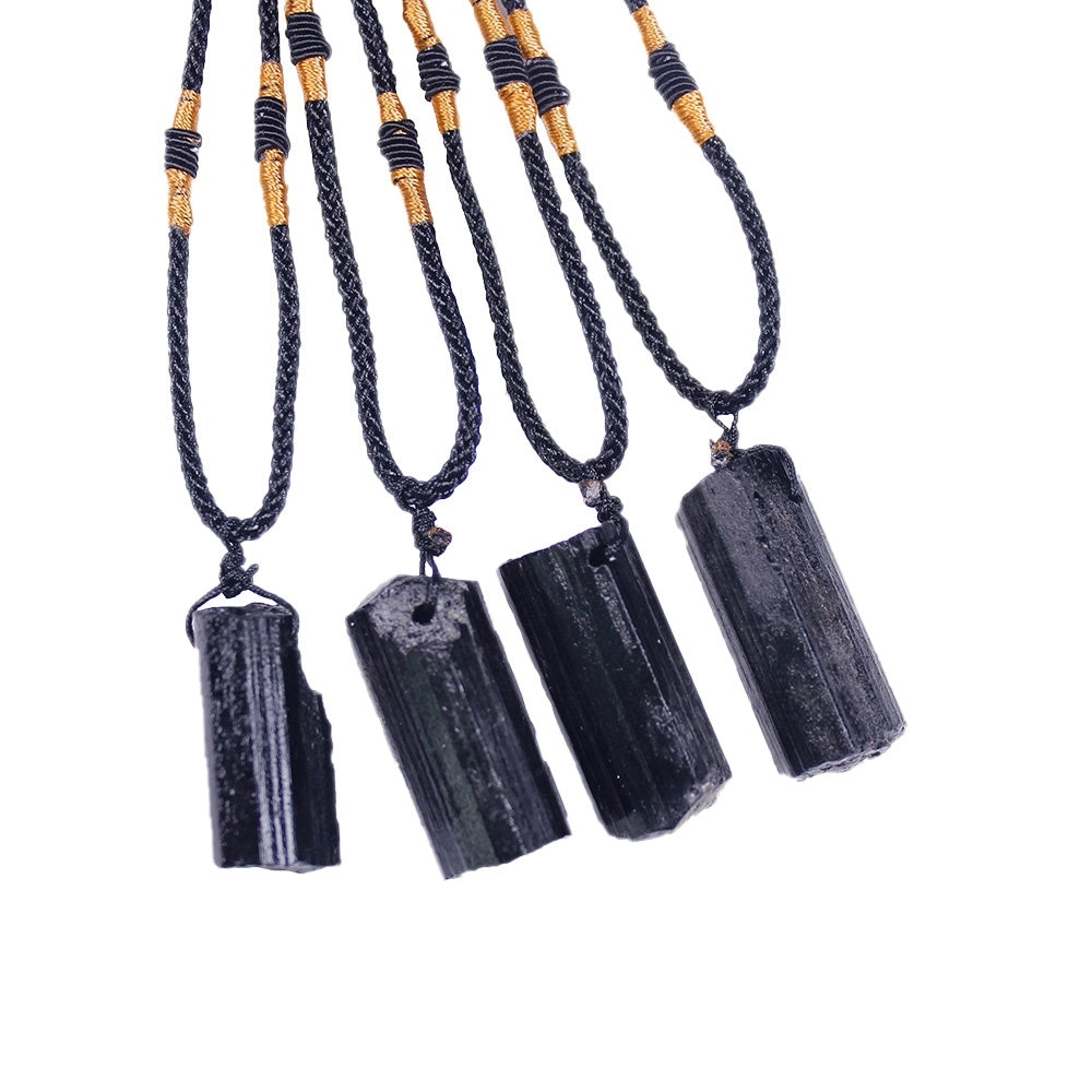 Natural Crystal Stone Pillar, Black Tourmaline, Tourmaline, Rough Pendant, Necklace, Fashion, Gravel Pendant
