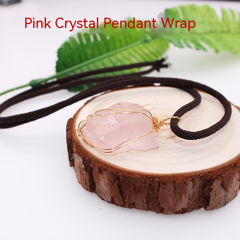 Natural crystal rough stone pendant, fluorite, hand-woven, collarbone chain necklace, jewelry, gift, simple pendant