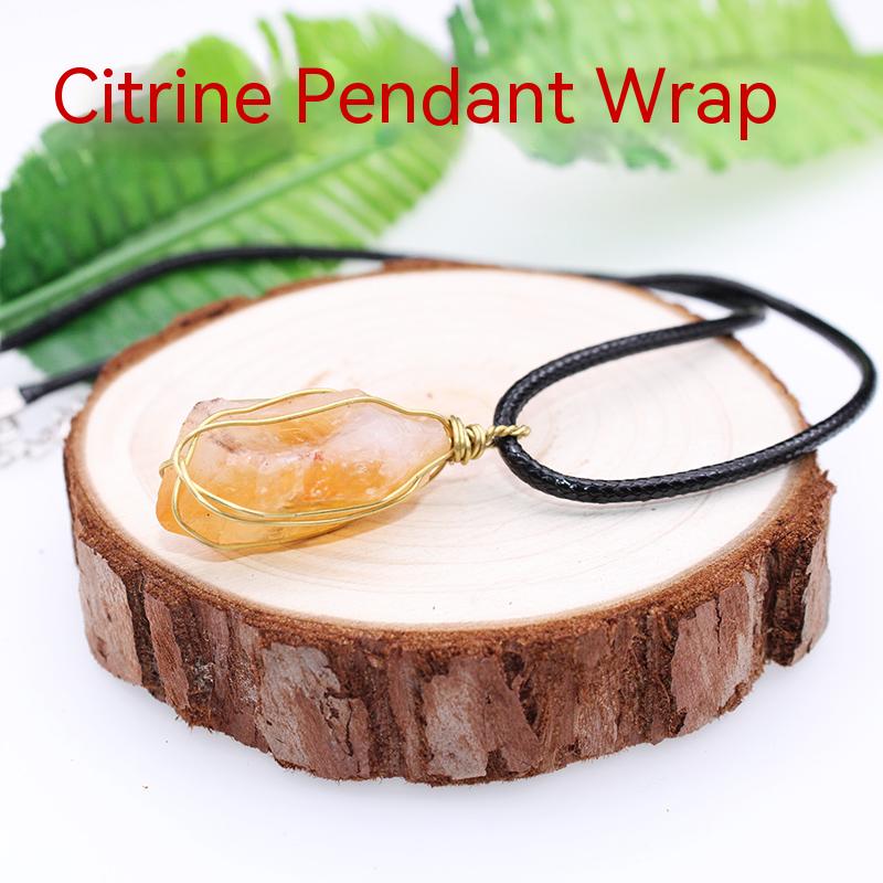 Natural crystal rough stone pendant, fluorite, hand-woven, collarbone chain necklace, jewelry, gift, simple pendant