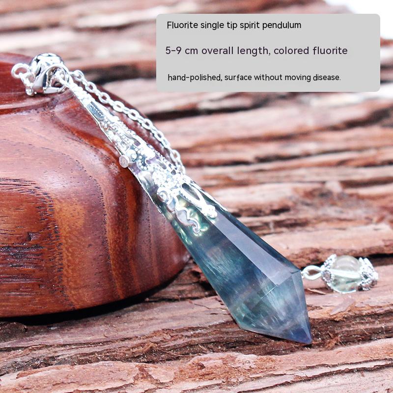 Loket pendulum kristal asli, fluorit berwarna, titik tunggal, batu kasar kristal, rantai leher lelaki dan wanita, hadiah, rantai ekor
