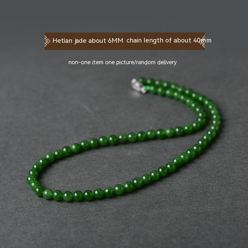 Kalung jed Hetian, kalung hijau matahari, loket manik longgar, gelang jed, manik tali tangan, rantai klavikula, rantai jasper