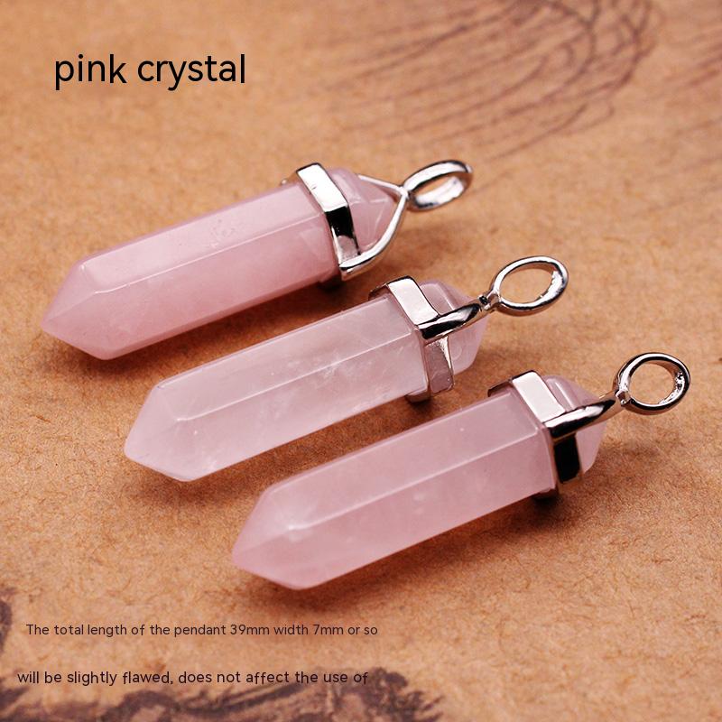 Loket bandul kristal, barang kemas untuk lelaki dan wanita, prisma heksagon berbucu tunggal, kalung, barang kemas, batu, batu permata, loket