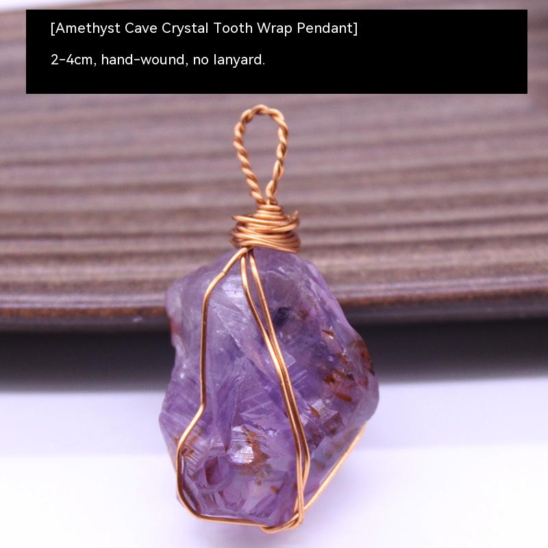 Natural crystal rough stone pendant, fluorite, hand-woven, collarbone chain necklace, jewelry, gift, simple pendant