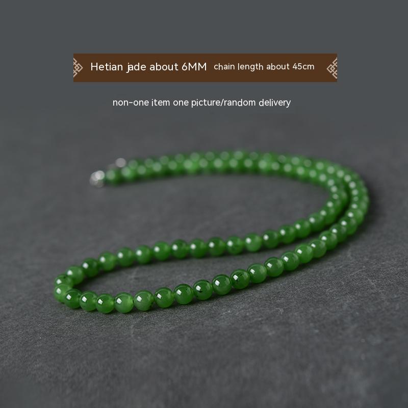 Kalung jed Hetian, kalung hijau matahari, loket manik longgar, gelang jed, manik tali tangan, rantai klavikula, rantai jasper