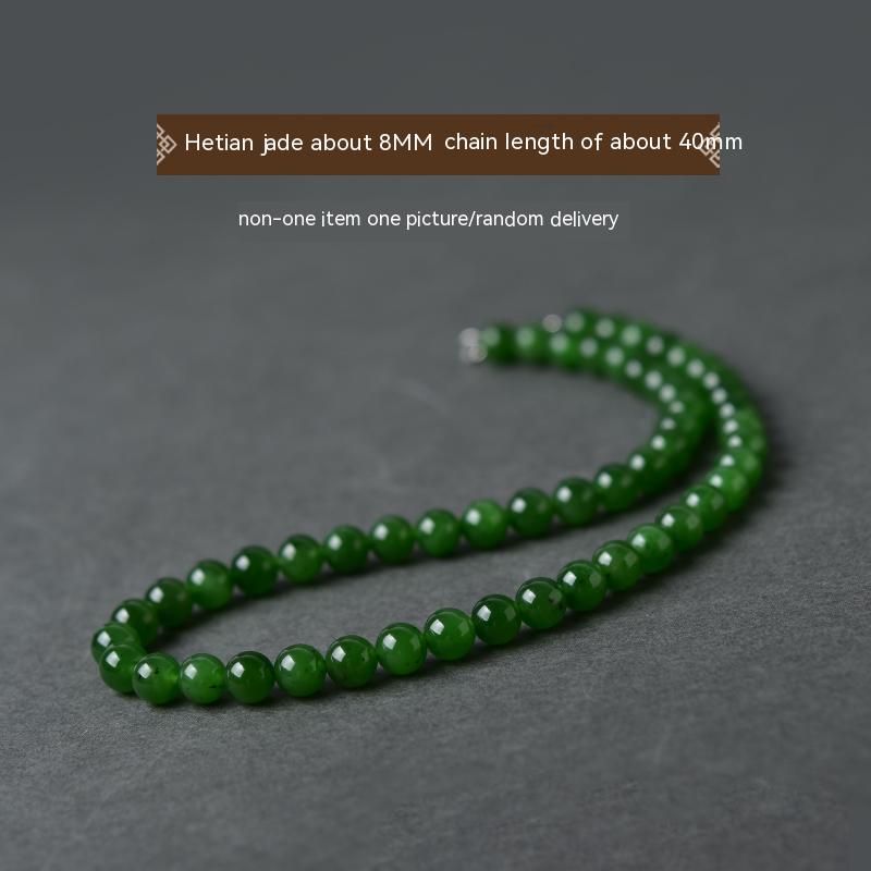 Kalung jed Hetian, kalung hijau matahari, loket manik longgar, gelang jed, manik tali tangan, rantai klavikula, rantai jasper
