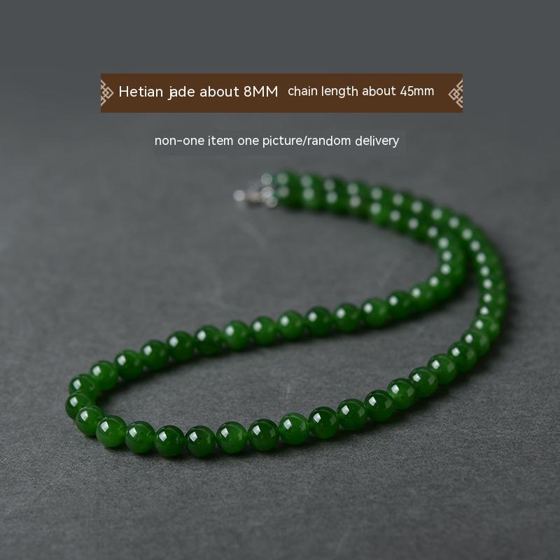 Kalung jed Hetian, kalung hijau matahari, loket manik longgar, gelang jed, manik tali tangan, rantai klavikula, rantai jasper