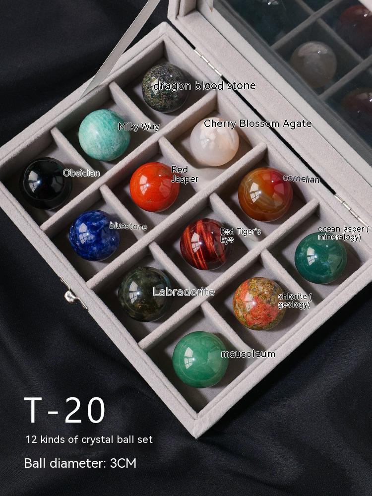 Natural Crystal Sphere Set Box, Specimen Crystal Rough Ore, Children's Popular Science Gemstone Ornaments, Decorative Gifts