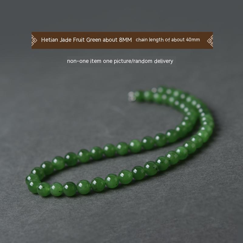 Kalung jed Hetian, kalung hijau matahari, loket manik longgar, gelang jed, manik tali tangan, rantai klavikula, rantai jasper