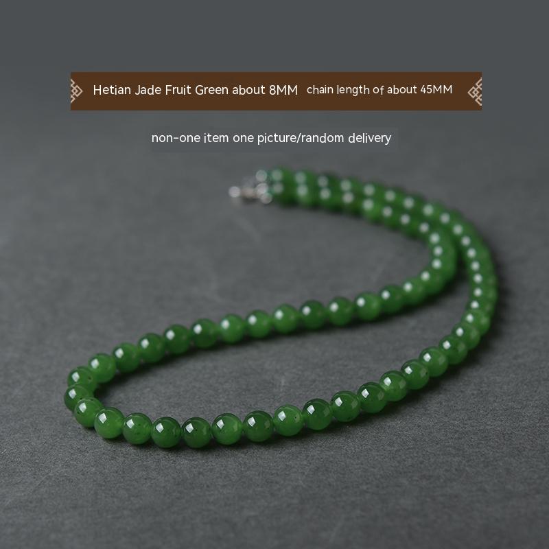 Kalung jed Hetian, kalung hijau matahari, loket manik longgar, gelang jed, manik tali tangan, rantai klavikula, rantai jasper