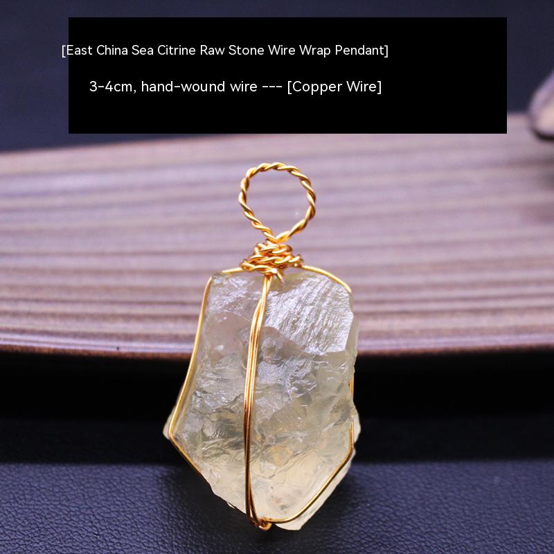 Natural crystal rough stone pendant, fluorite, hand-woven, collarbone chain necklace, jewelry, gift, simple pendant