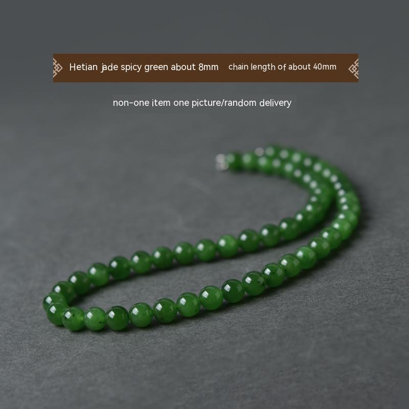 Kalung jed Hetian, kalung hijau matahari, loket manik longgar, gelang jed, manik tali tangan, rantai klavikula, rantai jasper