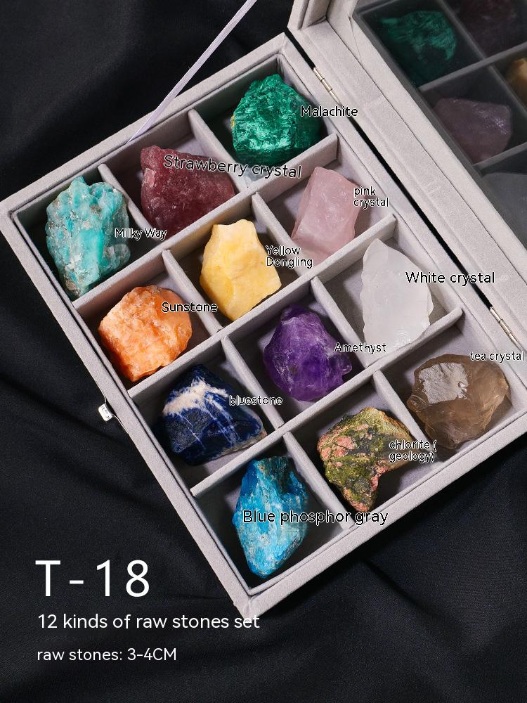 Natural Crystal Sphere Set Box, Specimen Crystal Rough Ore, Children's Popular Science Gemstone Ornaments, Decorative Gifts