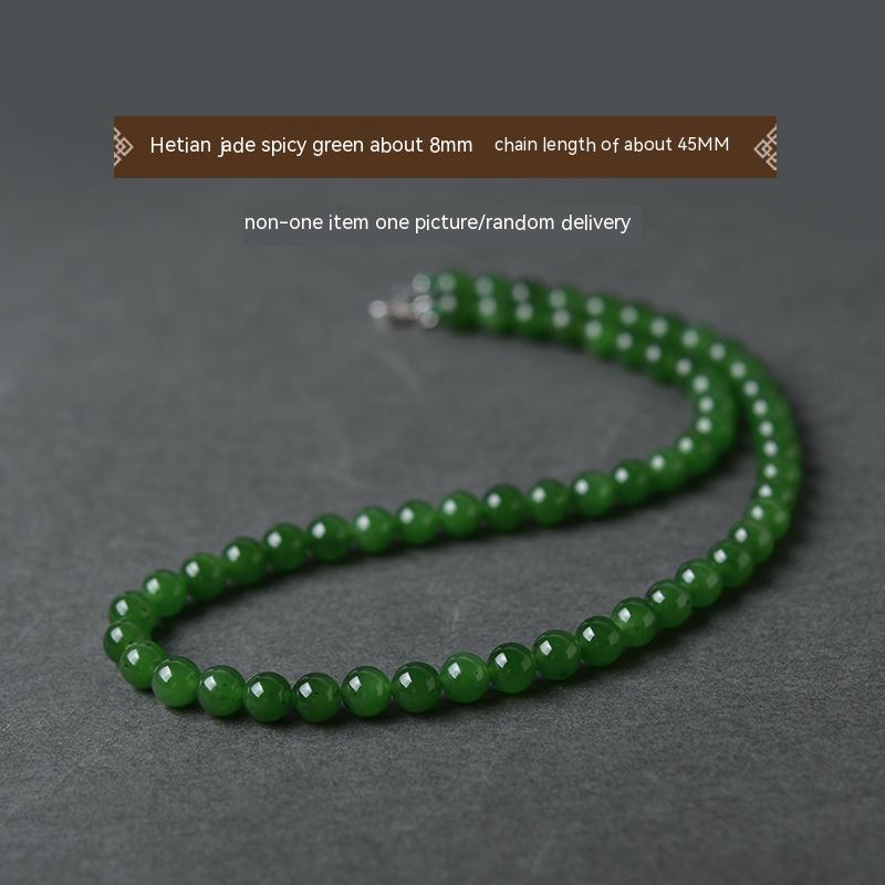 Kalung jed Hetian, kalung hijau matahari, loket manik longgar, gelang jed, manik tali tangan, rantai klavikula, rantai jasper