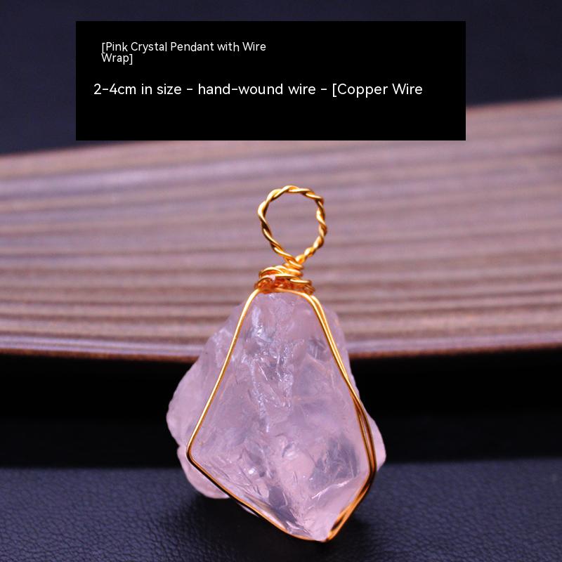 Natural crystal rough stone pendant, fluorite, hand-woven, collarbone chain necklace, jewelry, gift, simple pendant