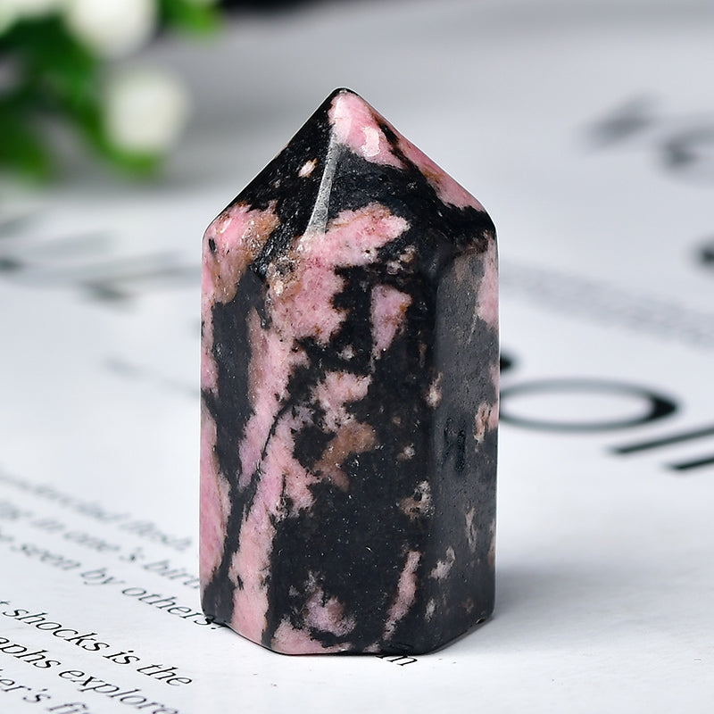 Natural single-pointed column, seven-star array decoration, hexagonal crystal column, lapis lazuli, white crystal, pink crystal, fluorite, opal