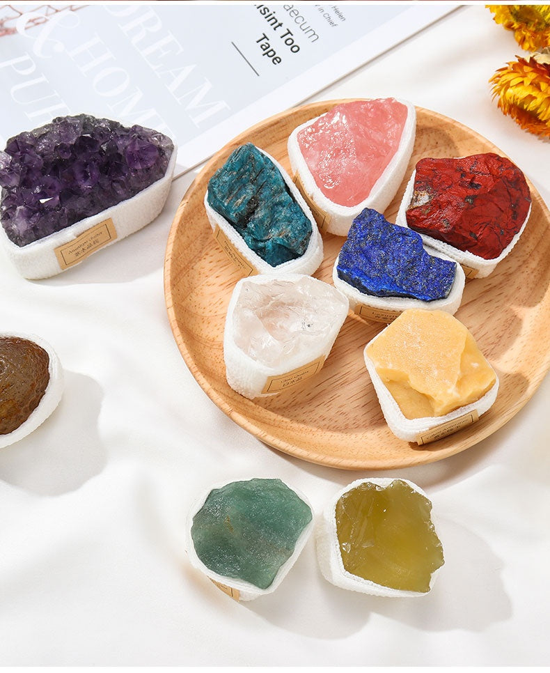 Natural crystal gem ore mineral specimen powder crystal lapis lazuli raw stone amethyst block decoration play gift box