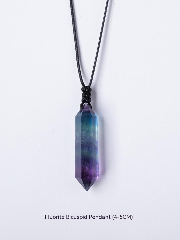 Natural crystal raw stone hexagonal prism ornaments double-pointed crystal column pentagram winding jewelry men and women pendants