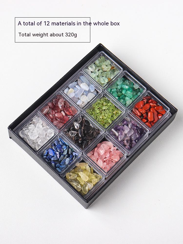 Natural crystal gravel ore specimen box rock mineral specimen decoration original stone crystal science teaching children's gift