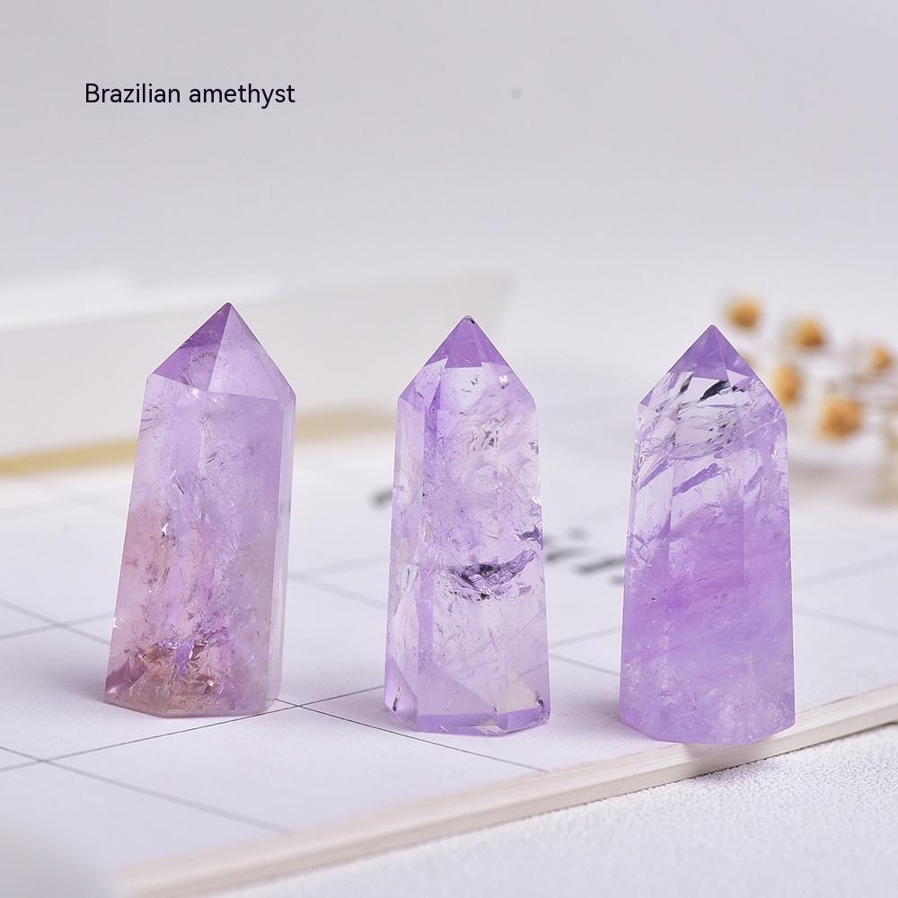 Kristal semula jadi heksagon tiang tajam tunggal, bijih, batu akik, batu kasar, tiang kristal, hiasan