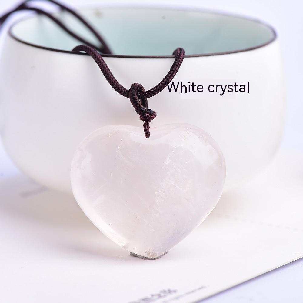 Natural Crystal Rough, Peach Heart Rose Quartz, Love Pendant, Tiger's-Eye, Heart Necklace, Jewelry