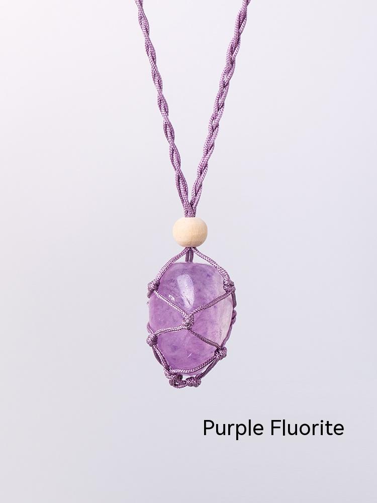 Natural Stone Crystal, Ore, Rough, Tumbled, Net Bag Pendant, Hand-Woven Net Bag Pendant, Necklace, Sweater Chain
