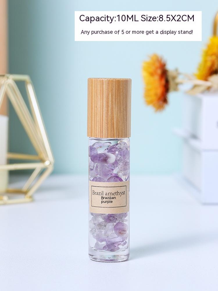 Natural white crystal crushed stone essential oil roller bottle sample perfume bottle portable sub-bottling ore specimen small ornament