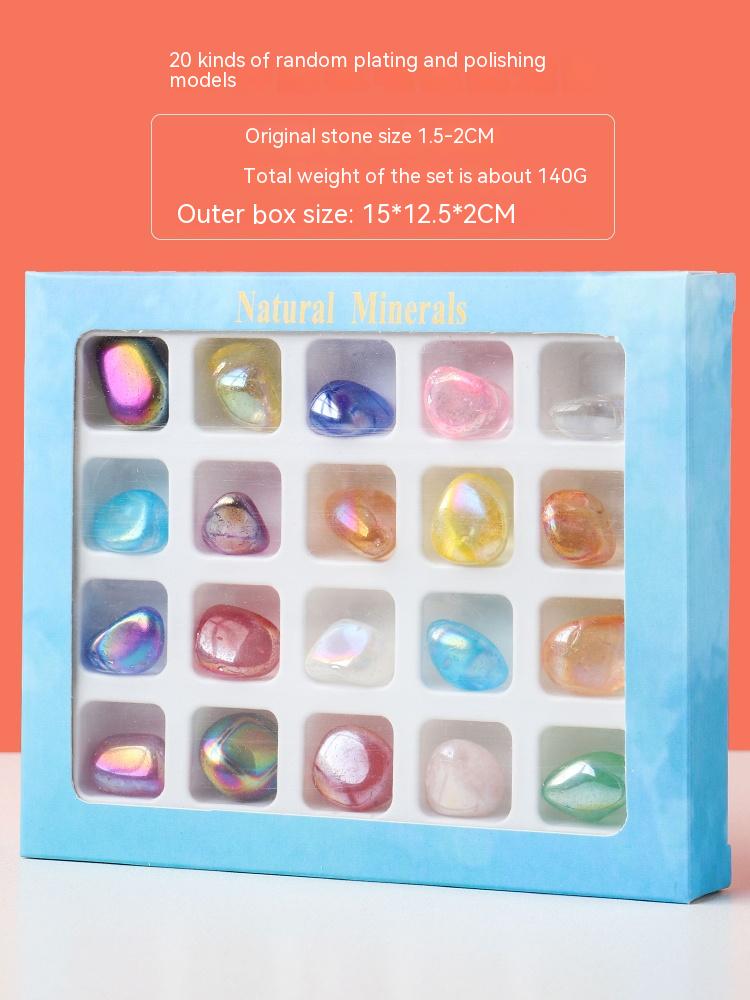 Natural crystal ore raw stone specimen box children's parent-child stone mine standard popular science toy collection souvenir decoration