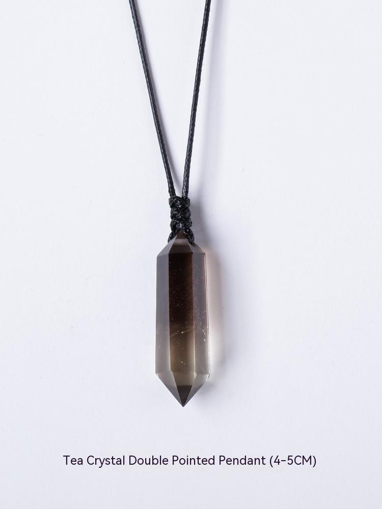 Natural crystal raw stone hexagonal prism ornaments double-pointed crystal column pentagram winding jewelry men and women pendants