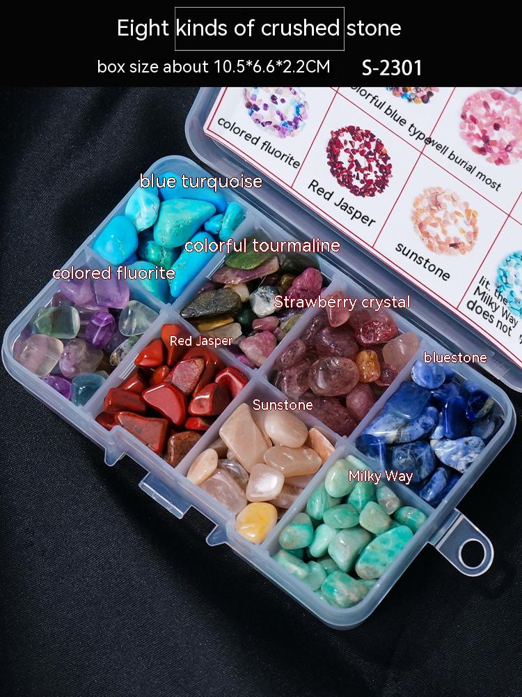 Natural crystal mineral raw stone small gravel box fashion simple gift children's popular science box decoration small ornament