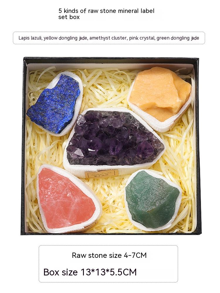 Natural crystal gem ore mineral specimen powder crystal lapis lazuli raw stone amethyst block decoration play gift box