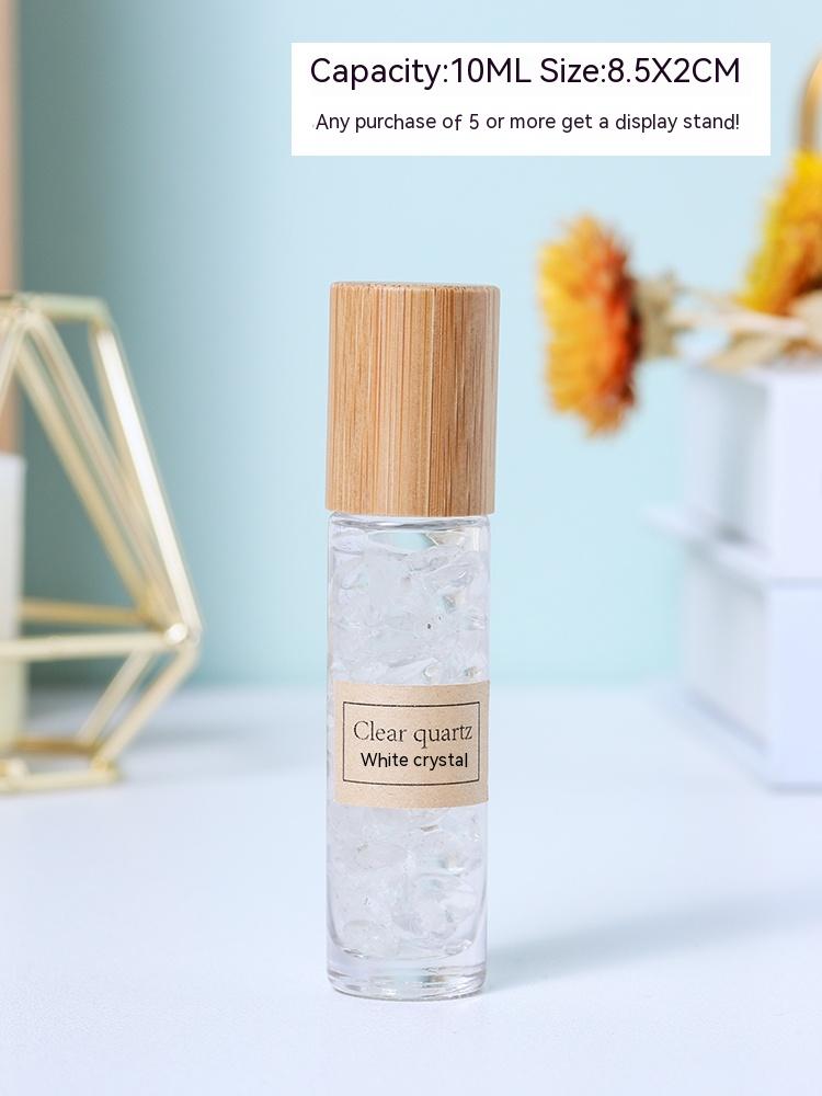 Natural white crystal crushed stone essential oil roller bottle sample perfume bottle portable sub-bottling ore specimen small ornament