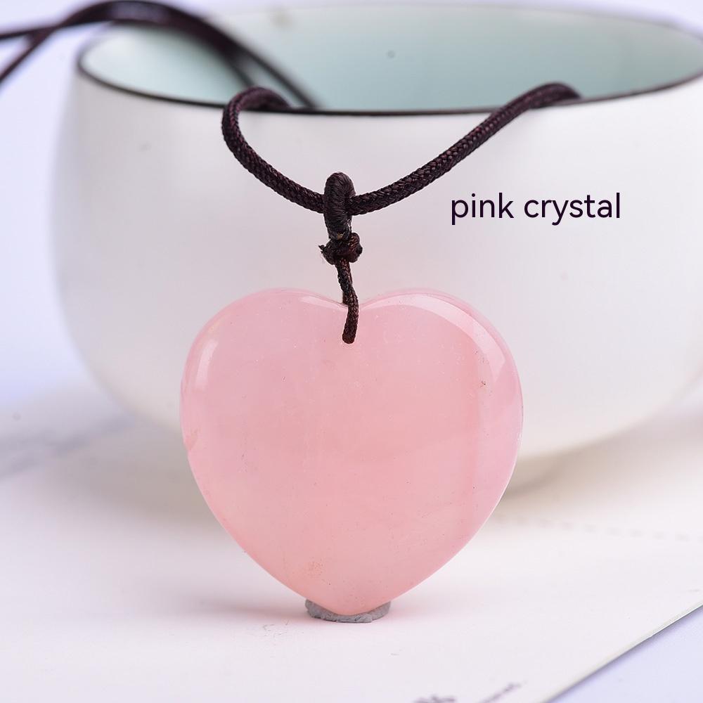 Natural Crystal Rough, Peach Heart Rose Quartz, Love Pendant, Tiger's-Eye, Heart Necklace, Jewelry