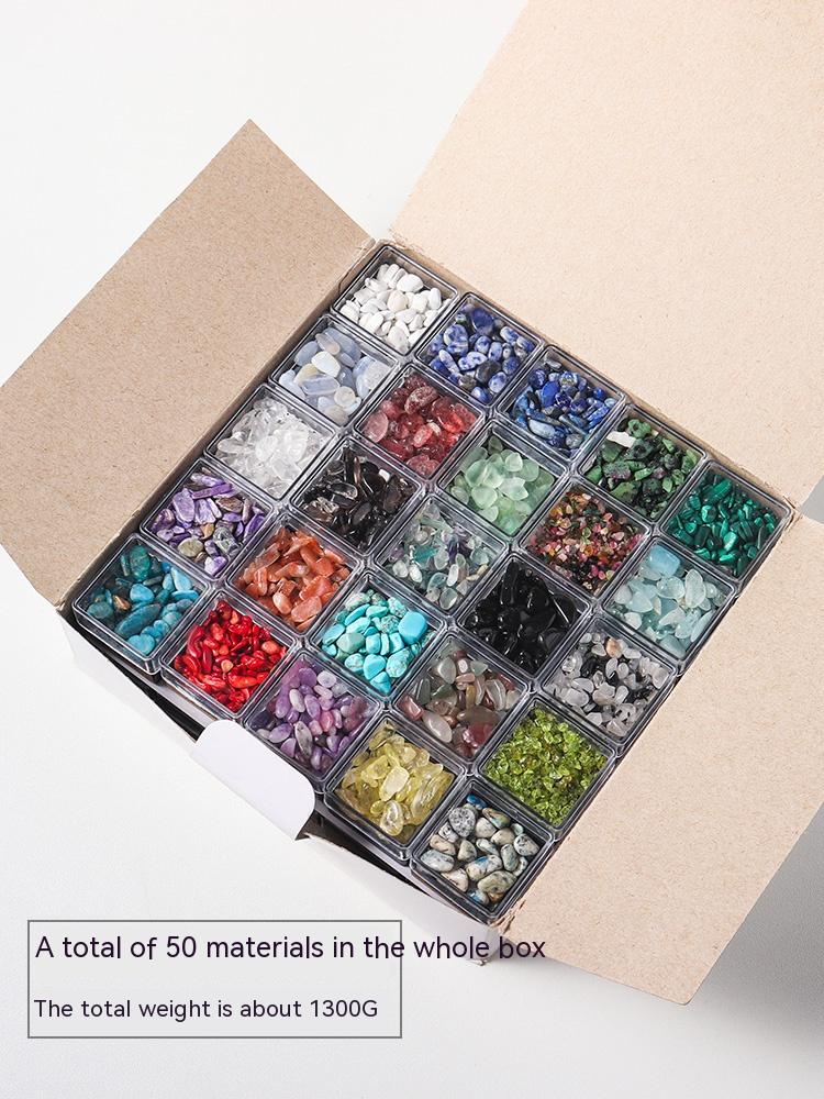 Natural crystal gravel ore specimen box rock mineral specimen decoration original stone crystal science teaching children's gift